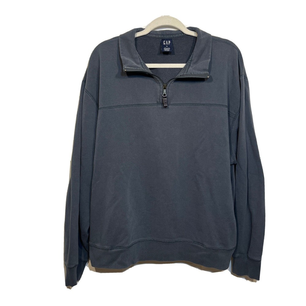 Gap Pullover Sweater Half Zip Grey/Blue Size XL With Pockets